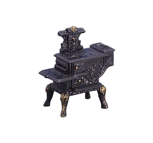 Dollhouse Miniature Wood Stove, Black